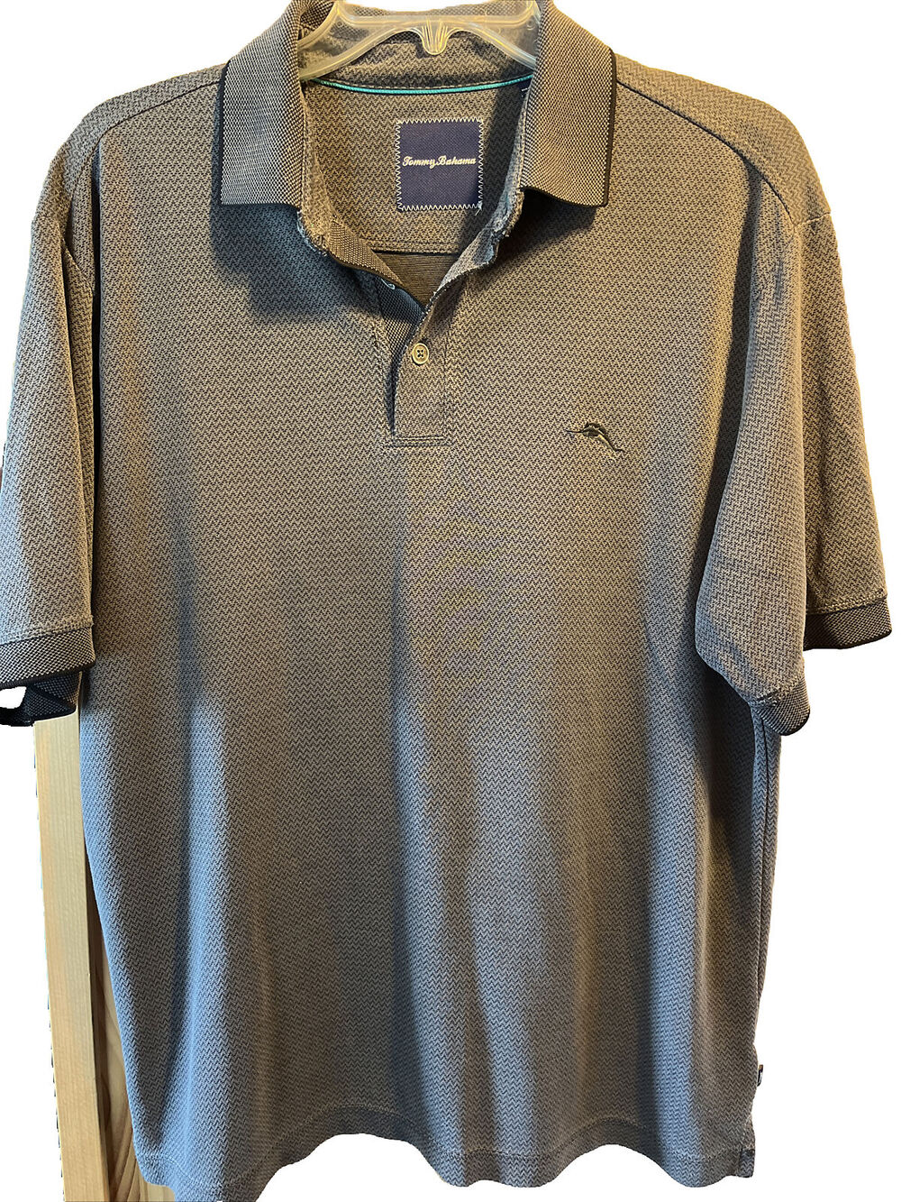 Tommy Bahama Men’s Large Gray Modal Blend Short Sleeve 1/4 button Polo Shirt